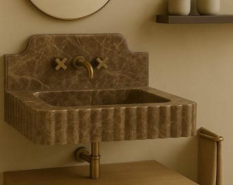 Maroon Emperador Marble Sink: Elegant Bathroom Vanity