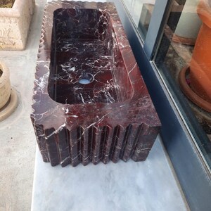 Handmade Rosso Levanto Marble Wall-Mounted Sink: Luxury Italian Vanity image 3