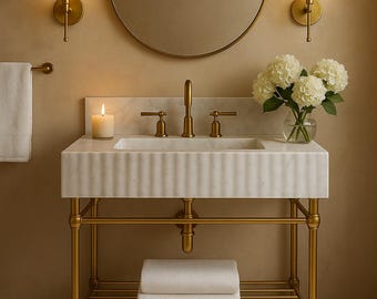 Hand Carved Carrara Marble Sink, Optional Backsplash