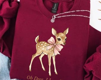 Camisa Coquette Deer de Comfort Colors®, sudadera Oh Deer I Love You, camiseta con lazo cervatillo, regalo de San Valentín, top femenino con estampado animal