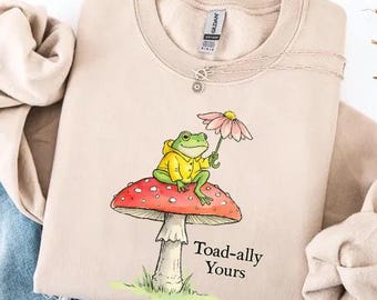 Camisa de rana Cottagecore Comfort Colors®, sudadera con estampado de hongo, camiseta "Toadally Yours", regalo divertido para San Valentín, top "Goblincore", amante de la naturaleza