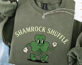 Camisa de trébol Comfort Colors®, sudadera retro del Día de San Patricio, camiseta vintage con mascota, cuello redondo irlandés de la suerte, idea de regalo para el Día de San Patricio