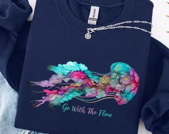 Camiseta de medusas acuarela Comfort Colors®, sudadera con animales del océano, camiseta Sea Life, regalo de biología marina, top playero, buceo