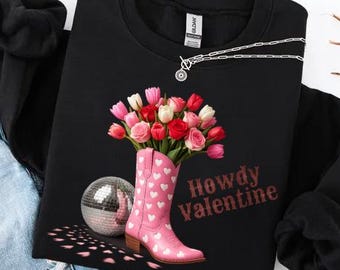 Camisa Comfort Colors® Howdy Valentine, sudadera Western Valentine, camiseta Disco Cowgirl, fiesta en Nashville, regalo del Día de Galentines, estilo retro western