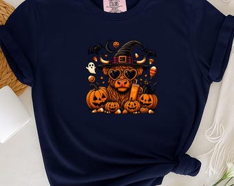 Camiseta de Halloween de vaca con colores cómodos: divertida camiseta retro