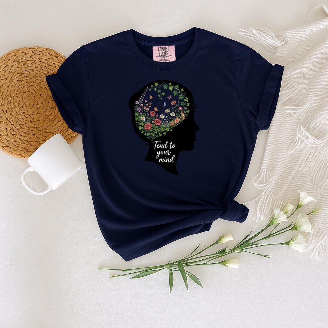 Comfort Colors® Mental Health Shirt, Self Care Sweatshirt, Floral Brain ...