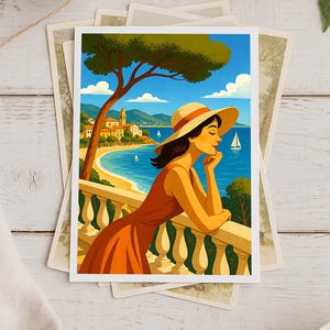 Côte d’Azur / French Riviera Poster & Postcard — Vintage Travel Digital Printable Wall Art  Imagion Atelier