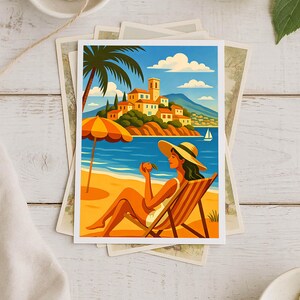 Côte d’Azur / French Riviera Poster & Postcard — Vintage Travel Digital Printable Wall Art  Imagion Atelier