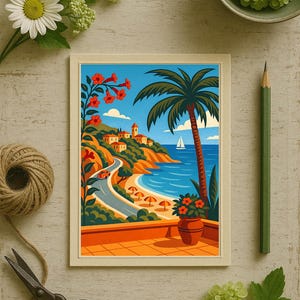 Côte d’Azur / French Riviera Poster & Postcard — Vintage Travel Digital Printable Wall Art  Imagion Atelier