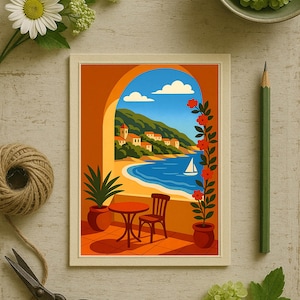 Côte d’Azur / French Riviera Poster & Postcard — Vintage Travel Digital Printable Wall Art  Imagion Atelier