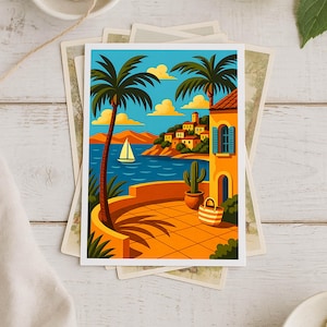 Côte d’Azur / French Riviera Poster & Postcard — Vintage Travel Digital Printable Wall Art  Imagion Atelier