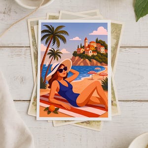 Côte d’Azur / French Riviera Poster & Postcard — Vintage Travel Digital Printable Wall Art  Imagion Atelier