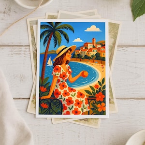 Côte d’Azur / French Riviera Poster & Postcard — Vintage Travel Digital Printable Wall Art  Imagion Atelier