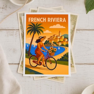 Côte d’Azur / French Riviera Poster & Postcard — Vintage Travel Digital Printable Wall Art  Imagion Atelier