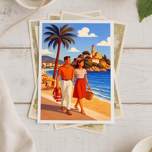 Côte d’Azur / French Riviera Poster & Postcard — Vintage Travel Digital Printable Wall Art  Imagion Atelier