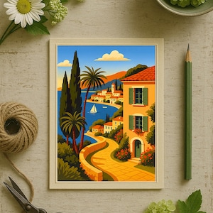 Côte d’Azur / French Riviera Poster & Postcard — Vintage Travel Digital Printable Wall Art  Imagion Atelier