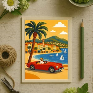 Côte d’Azur / French Riviera Poster & Postcard — Vintage Travel Digital Printable Wall Art  Imagion Atelier