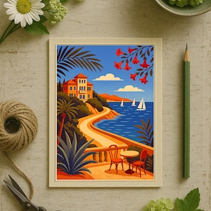 Côte d’Azur / French Riviera Poster & Postcard — Vintage Travel Digital Printable Wall Art  Imagion Atelier