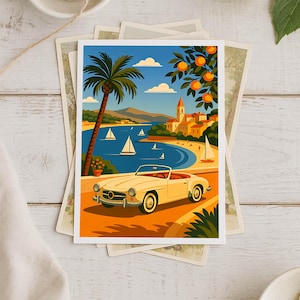 Côte d’Azur / French Riviera Poster & Postcard — Vintage Travel Digital Printable Wall Art  Imagion Atelier