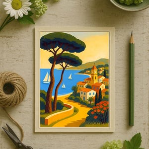 Côte d’Azur / French Riviera Poster & Postcard — Vintage Travel Digital Printable Wall Art  Imagion Atelier