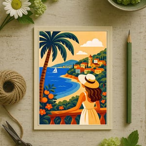 Côte d’Azur / French Riviera Poster & Postcard — Vintage Travel Digital Printable Wall Art  Imagion Atelier