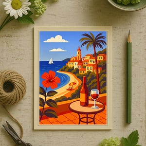 Côte d’Azur / French Riviera Poster & Postcard — Vintage Travel Digital Printable Wall Art  Imagion Atelier