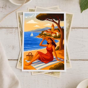 Côte d’Azur / French Riviera Poster & Postcard — Vintage Travel Digital Printable Wall Art  Imagion Atelier