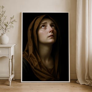 Virgin Mary Poster: Guido Reni Inspired Art - Semi-Gloss Print
