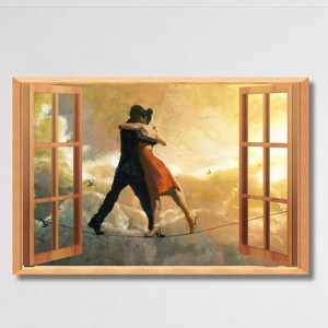 Windows of Dance Canvas Wall Art – Elegant Dancer Painting Print – Modern Ballet Wall Decor for Living Room, Bedroom or Dance Studio