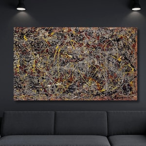 Abstract Pollock Canvas Wall Art – Jackson Pollock Inspired Drip Painting Print for Modern Home, Office, and Bedroom Decor