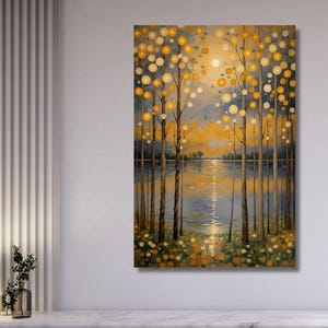 Elegant Klimt Canvas Wall Art – Golden Abstract Masterpiece Reproduction – Gustav Klimt Inspired Painting Print for Home and Office Decor