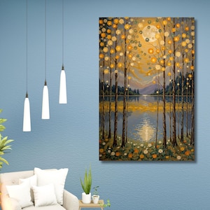 Golden Klimt Canvas Print – Abstract Gustav Klimt Painting Reproduction – Elegant Wall Art for Home, Bedroom, Living Room, Office Decoration
