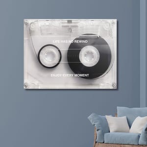 Retro Cassette Vibes – Canvas muurkunst vintage muziektape voor woonkamer, slaapkamer en studio