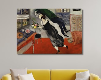 The Birthday 1915 by Marc Chagall Canvas Art, Romantic Surrealist Wall Decor