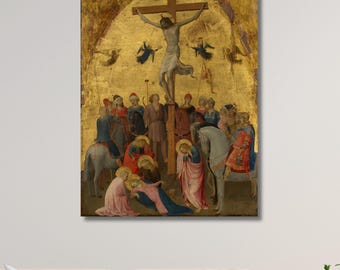 Giotto The Crucifixion Canvas Wall Art, Classic Religious Painting Print