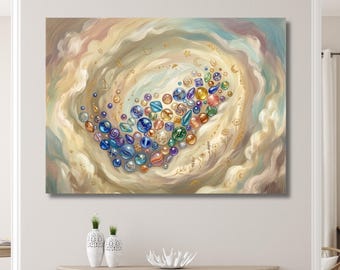 Colorful Beads Canvas Wall Art, Rainbow Nursery Decor, Playroom Print, Vibrant Kids Art