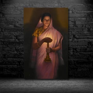 Glow of Hope – Raja Ravi Varma Canvas Wall Art | Classic Indian Painting Print for Home & Office Decor