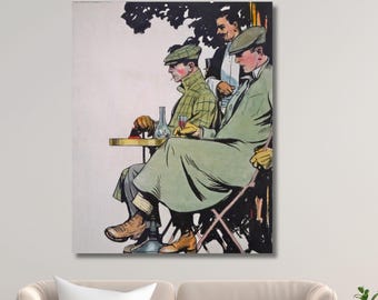 Edward Hopper Men Seated at Café Table 1906 Canvas Wall Art, Paris Bistro Print