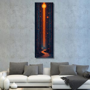 Mystical Celestial Forest Canvas Art, Light Beam Painting