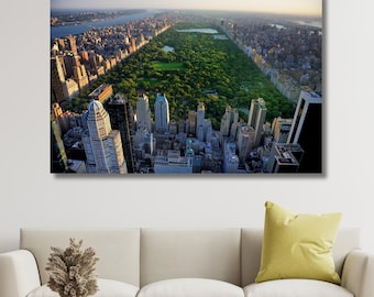 Central Park Aerial View Canvas Wall Art, Manhattan Skyline New York Photography