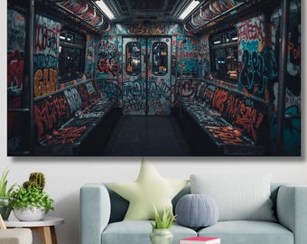 Graffiti Subway Train Canvas Print | Urban Wall Art