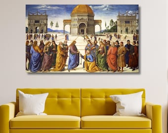 The Delivery of the Keys to Saint Peter by Perugino Canvas Art, Renaissance Religious Wall Decor