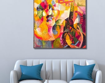 Robert Delaunay Sun Tower Airplane Canvas Wall Art, Orphism Masterpiece Print for Modern Decor