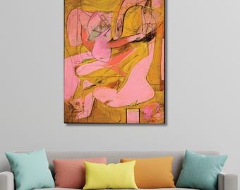 Pink Angels Willem de Kooning Canvas Wall Art | Abstract Expressionist Print