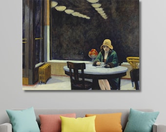 Edward Hopper Automat Canvas Print – Vintage Cafe Scene Wall Art
