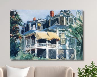 Edward Hopper Canvas Print | The Mansard Roof, Vintage Architecture Art