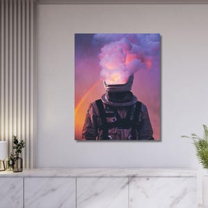 Astronaut in Space Canvas – Cosmic Sci-Fi Wall Art – Modern Galaxy Artwork for Bedroom, Living Room, Office, and Contemporary Home Decor
