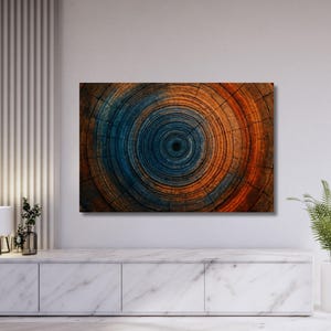 Vibrant Wood Rings Canvas Wall Art – Abstract Tree Trunk Artwork – Colorful Nature Inspired Print for Rustic, Boho, and Modern Home Decor