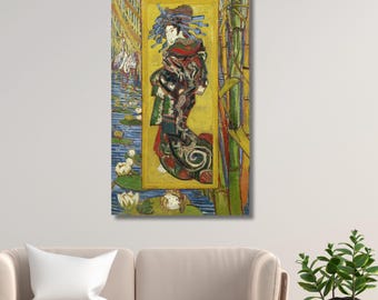 Van Gogh The Courtesan Canvas Wall Art Print  || Japonisme Geisha Style Vertical Painting