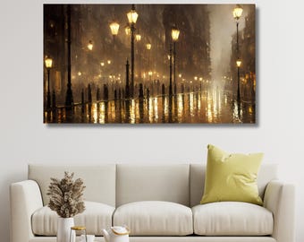 Victorian London Street Scene Canvas Art, Vintage Dark Academia Wall Decor